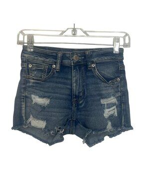 American Eagle Distressed Denim Shorts Size 0 Blue Next Level Stretch Cutoffs